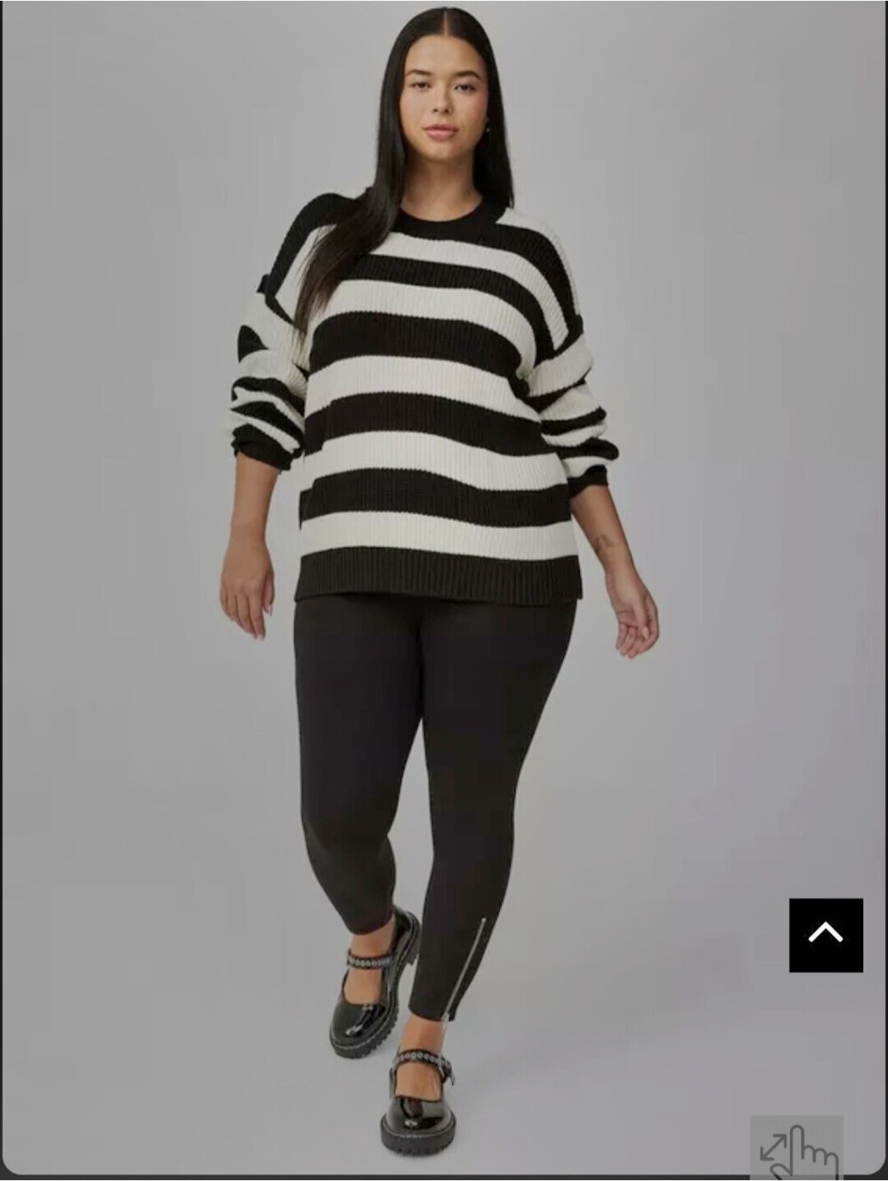 Torrid Pullover Drop Shoulder Sweater Size 1 Striped Black White Crewneck